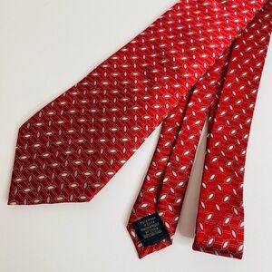 Red Silk Geometric Patterned Tie